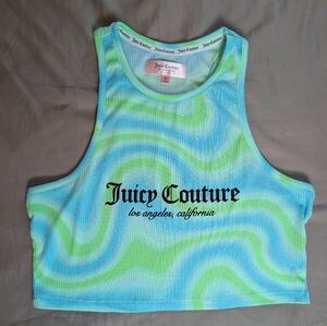Juicy Couture Blue and Green Swirl Tye-Dye Crop Top